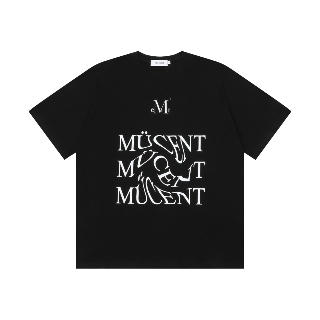 P00000MD_BK MUCENT Wave Lettering Half T Black
