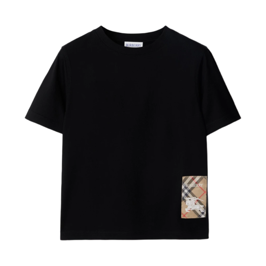 8096554 (Kids) Burberry Check Label Cotton T-Shirt Black