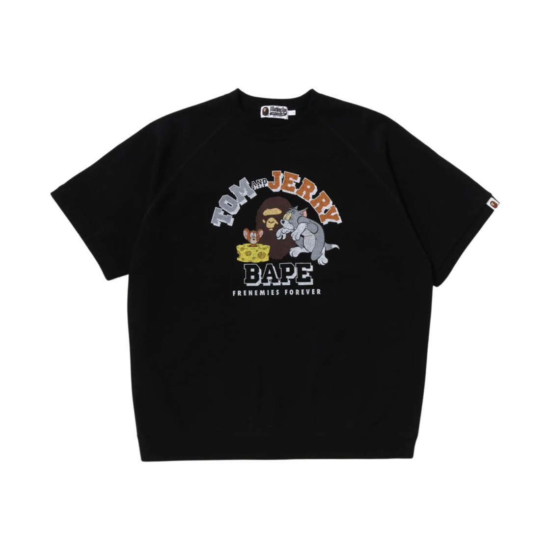 베이프 x 톰과 제리 85주년 릴렉스드 핏 스웨트 티셔츠 블랙(BAPE x Tom & Jerry 85th Anniversary Relaxed Fit Sweat T-Shirt Black)