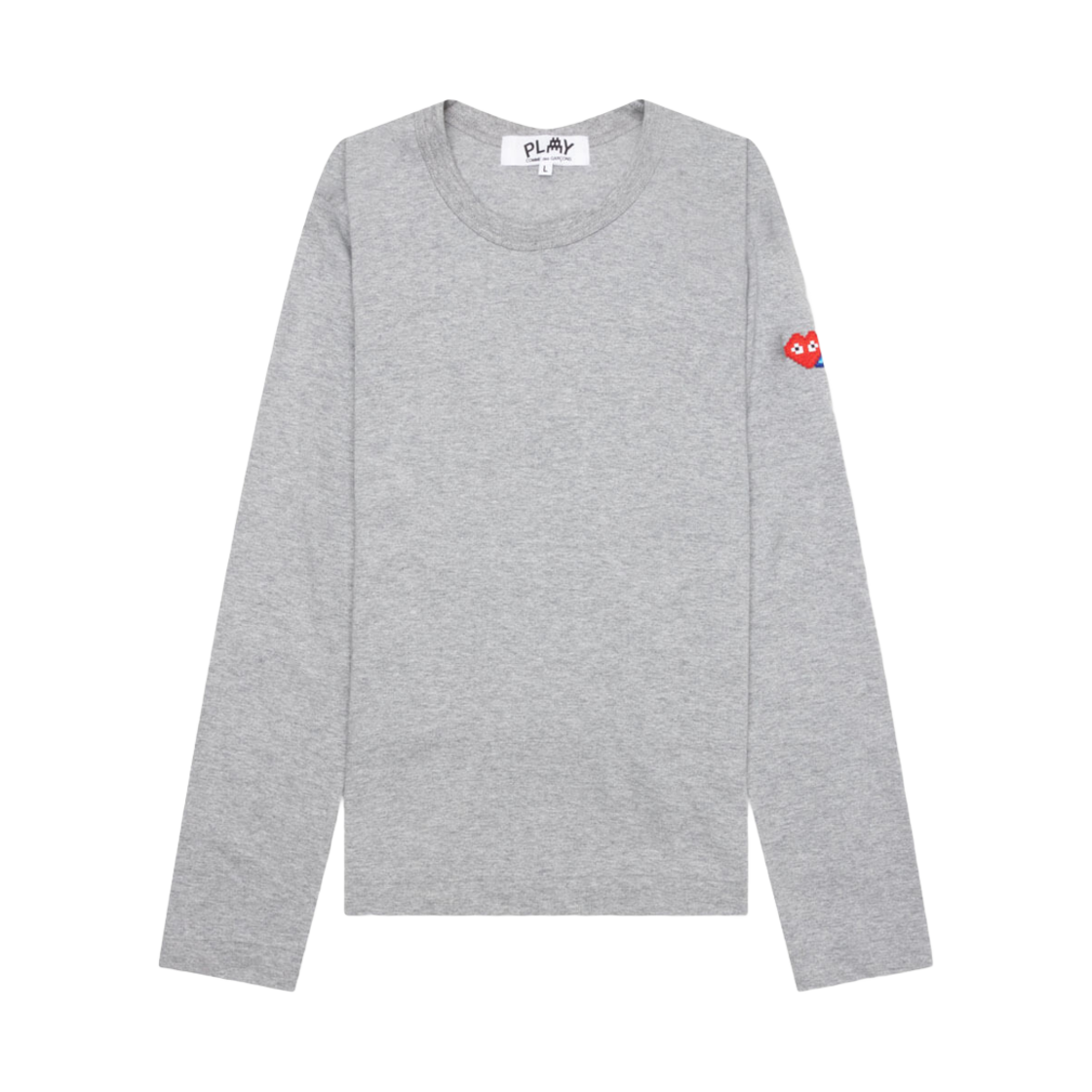 AZ-T329-051-2 (W) Play Comme des Garcons x Invader Double Pixel Heart Long Sleeve T-Shirt Gray