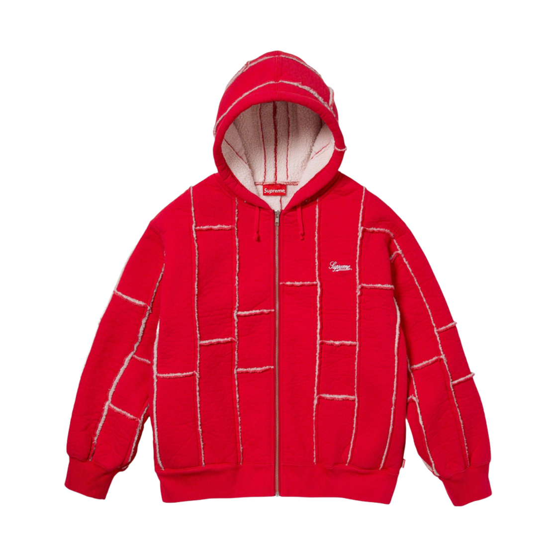 슈프림 포우 셔링 집업 후드 스웨트셔츠 레드 - 23FW(Supreme Faux Shearling Zip Up Hooded Sweatshirt Red - 23FW) - 1