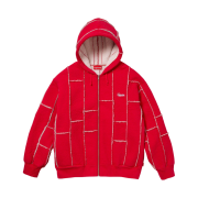 Supreme Faux Shearling Zip Up Hooded Sweatshirt Red - 23FW