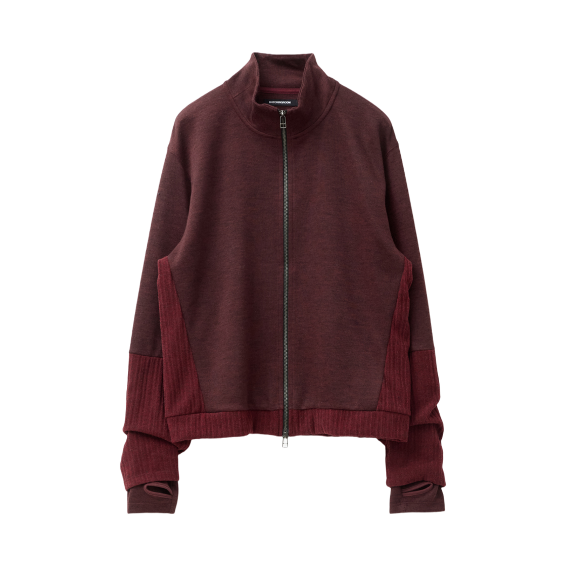 해칭룸 더블 슬리브 트랙 가디건 다크 레드(Hatchingroom Double Sleeve Track Cardigan Dark Red) - 1