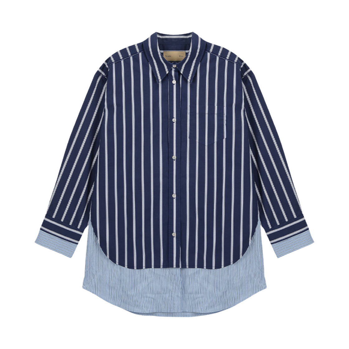 MK2312SH003M0NA (W) Matin Kim Double Layers Stripe Shirt Navy