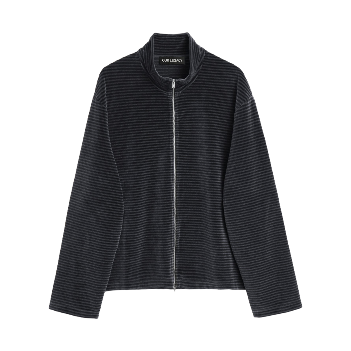 아워레가시 팬텀 스트라이프 벨루어 슈렁큰 풀집 폴로(Our Legacy Phantom Stripe Velour Shrunken Fullzip Polo)