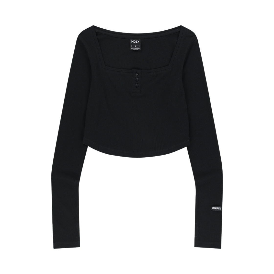 에이치덱스 우먼스 리브드 스퀘어 롱 슬리브 블랙