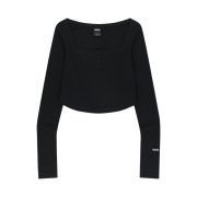 HDEX Womens Ribbed Square Long Sleeves Black