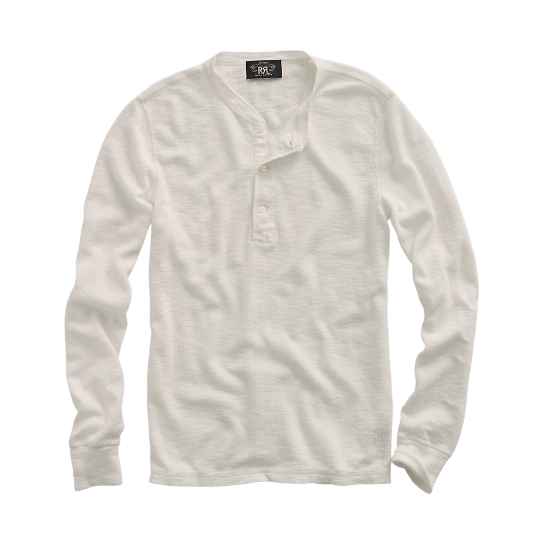 더블알엘 와플 니트 헨리 셔츠 페이퍼 화이트(Double RL Waffle Knit Henley Shirt Paper White)