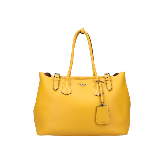 ITLHJW9MU584 Prada City Buckle Tote Bag Calfskin Yellow