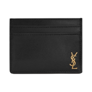 Saint Laurent Tiny Monogram Shiny Leather Card Case Black