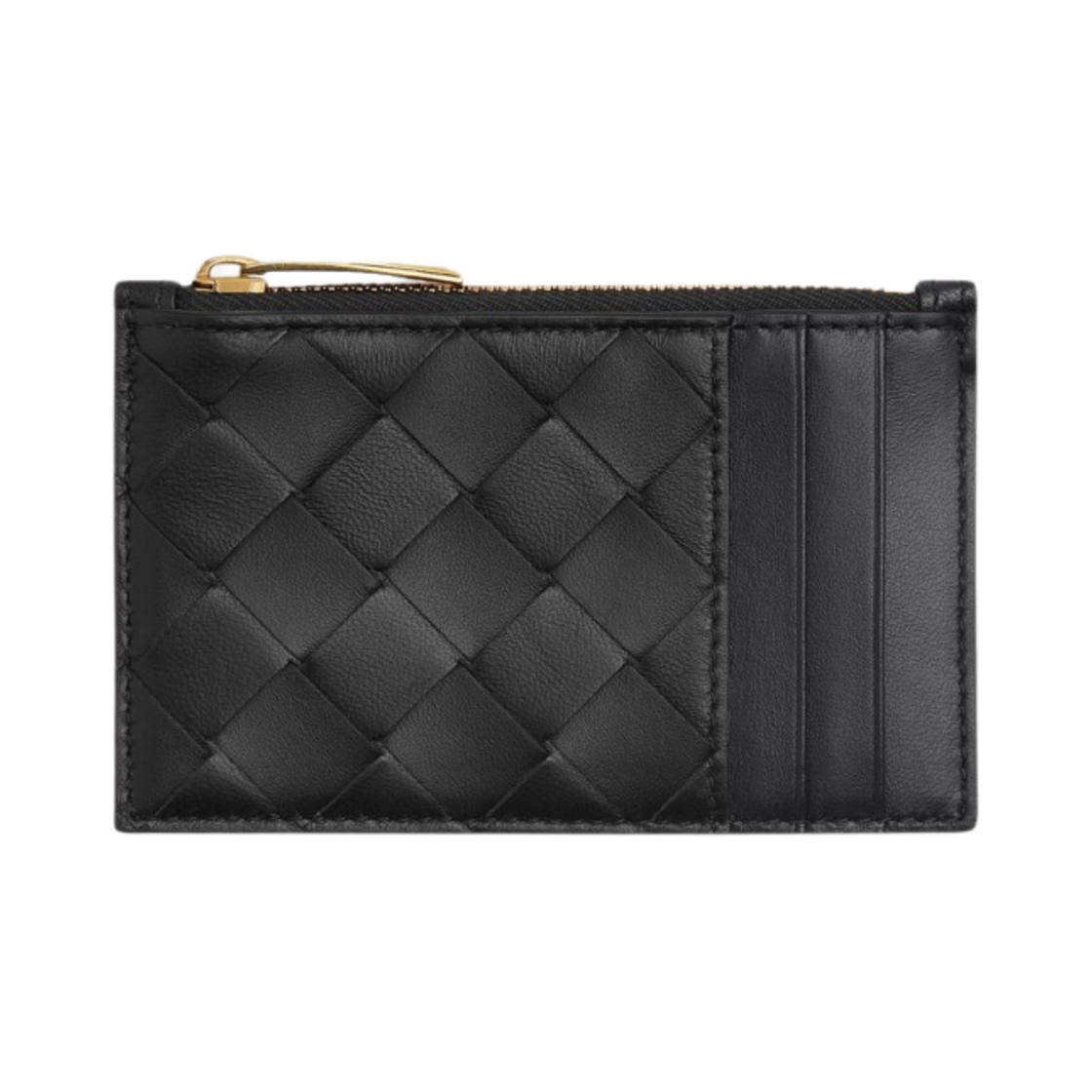 보테가 베네타 인트레치아토 지퍼 카드 케이스 블랙(Bottega Veneta Intrecciato Zipped Card Case Black) - 1