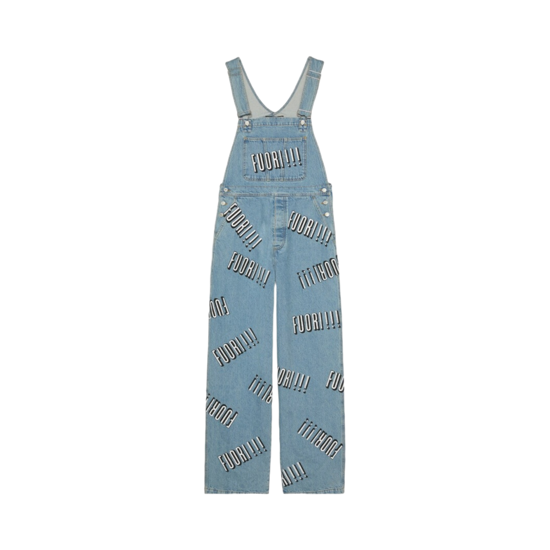 구찌 푸오리 프린트 코튼 데님 오버롤 라이트 블루(Gucci Cotton Denim Overall with Fuori Print Light Blue)