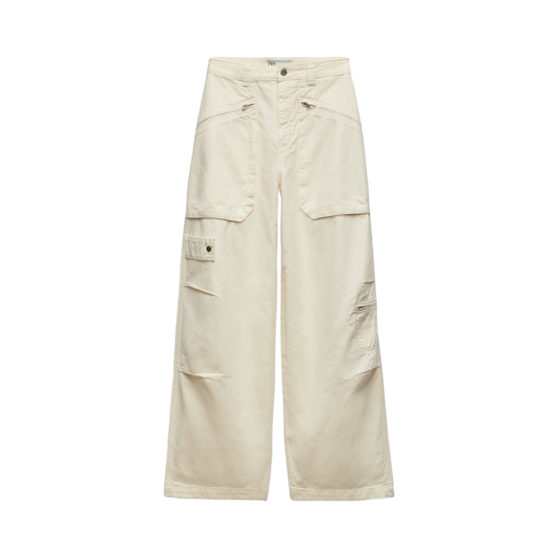 (W) 자라 ZW 미드라이즈 루즈핏 유틸리티 진 크림((W) Zara ZW Mid-Rise Loose Fit Utility Jeans Cream) - 1