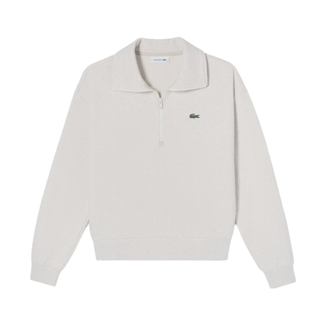 (W) 라코스테 하프 집 스웨트셔츠 화이트((W) Lacoste Half Zip Sweatshirt White) - 1