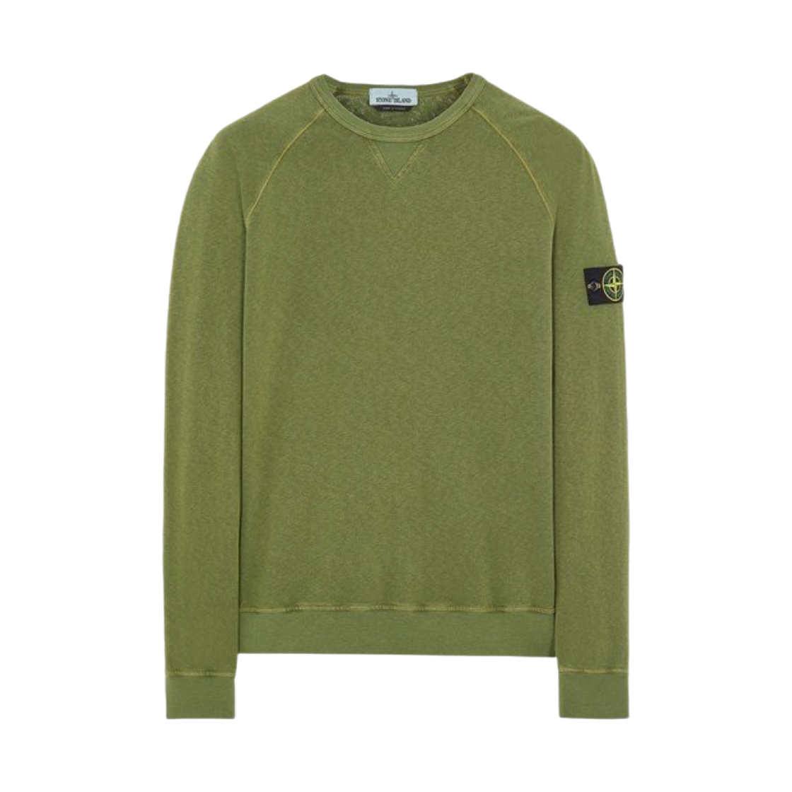 761566360-V0158 Stone Island 66360 Garment Dyed Malfile Fleece Crewneck Sweatshirt Olive Green - 22SS