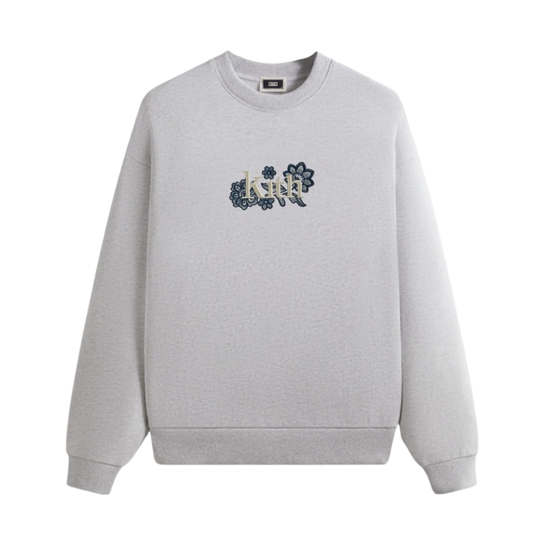 KHM032534-002 Kith Floral Lace Nelson Crewneck Light Heather Grey