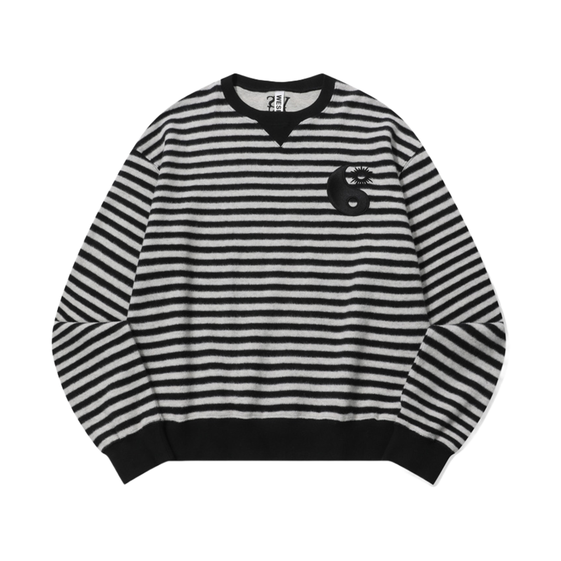 24fw-04 BK Wesken Stripe Yinyang Embroidery Sweatshirt Black - 대표 이미지 #1