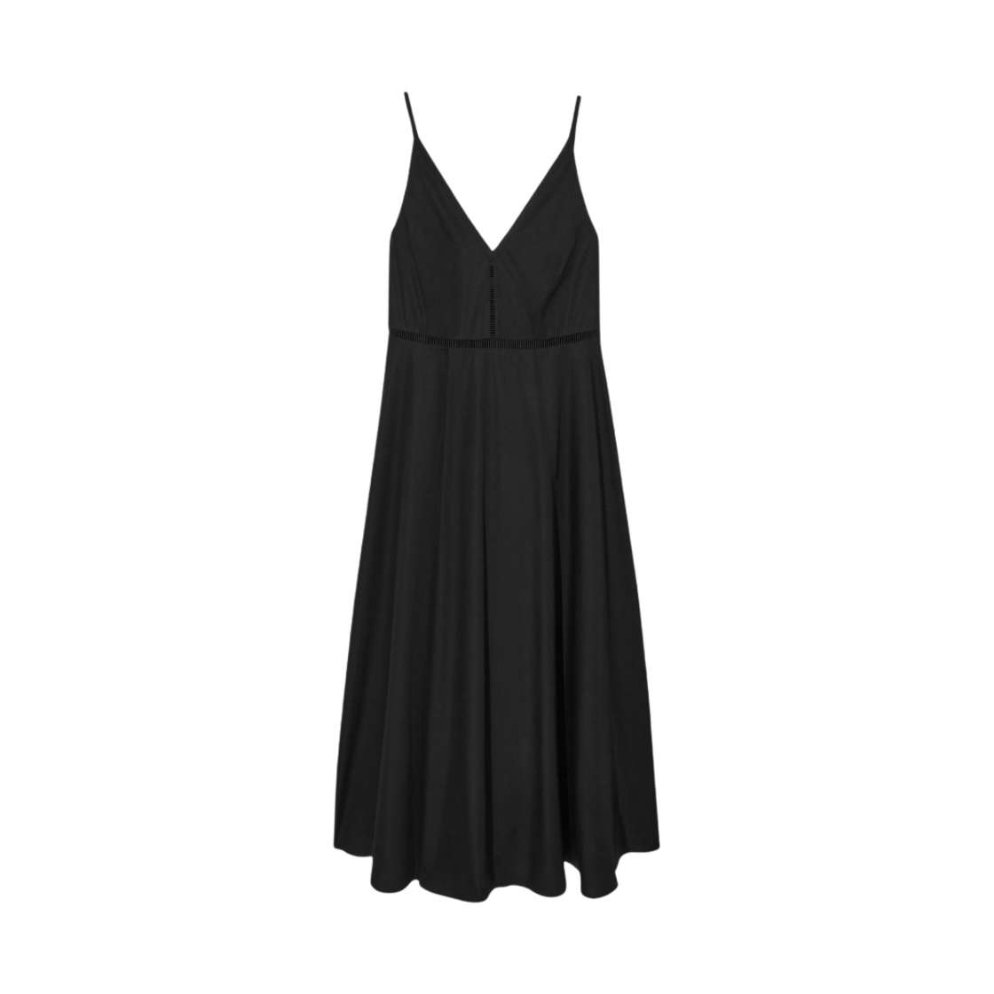 (W) 코스 브이넥 미디 슬립 드레스 블랙