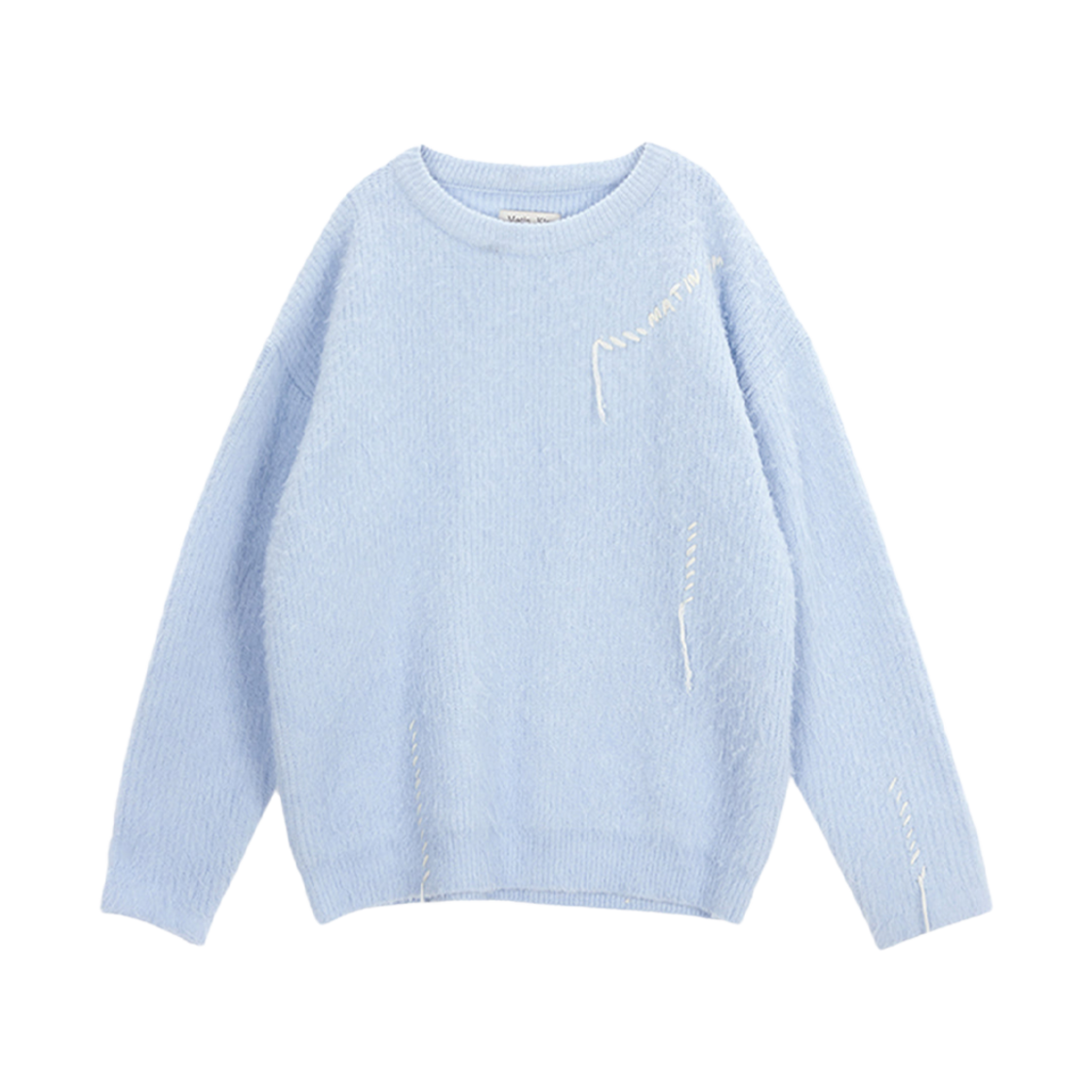 MK239OPO030MSK (W) Matin Kim Logo Stitch Hairy Knit Pullover Sky