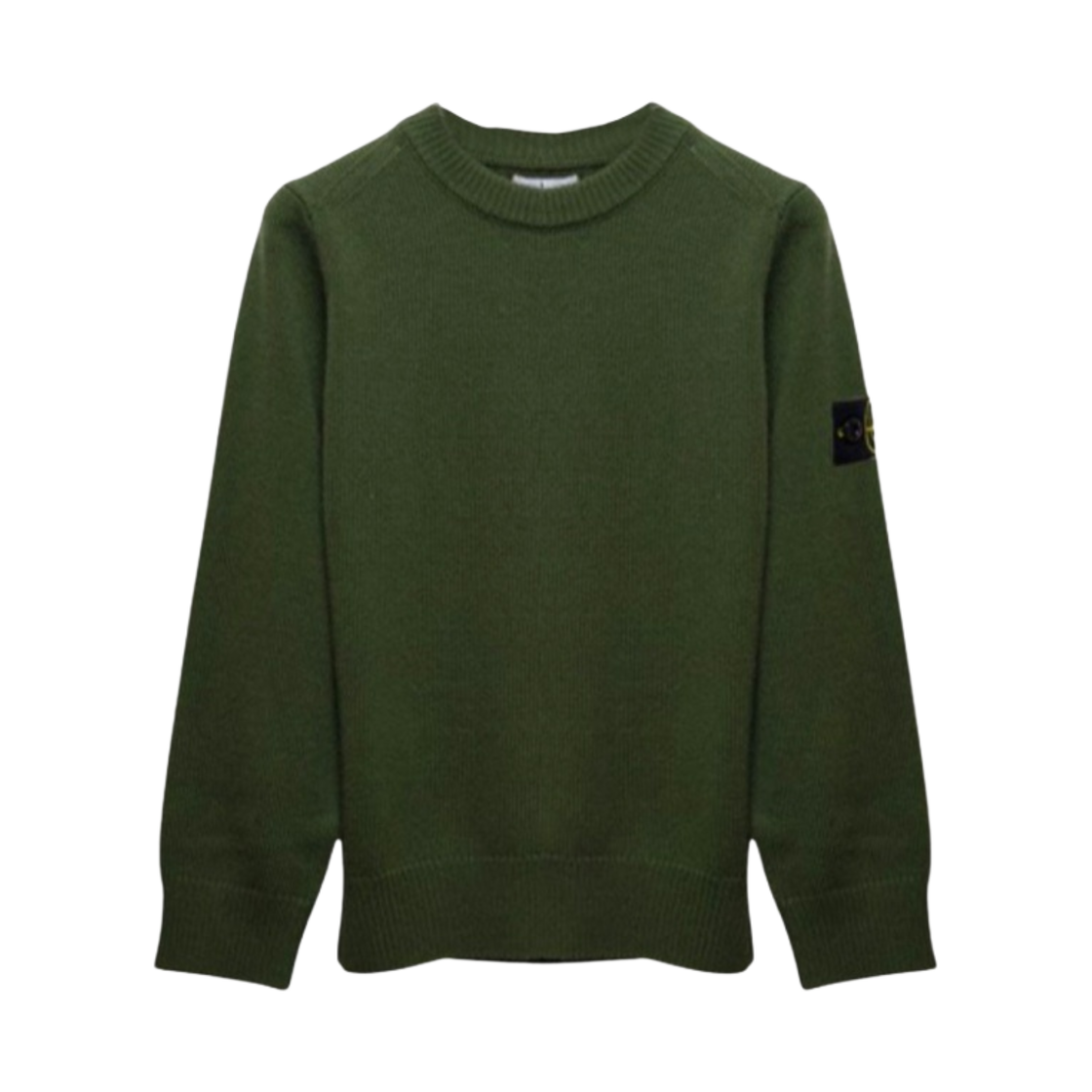 (키즈) 스톤 아일랜드 502A1 스타킹 스티치 캐시미어 울 크루넥 니트 올리브 그린 - 22FW((Kids) Stone Island 502A1 Stocking Stitch Cashmere Wool Crewneck Knit Olive Green - 22FW) - 1