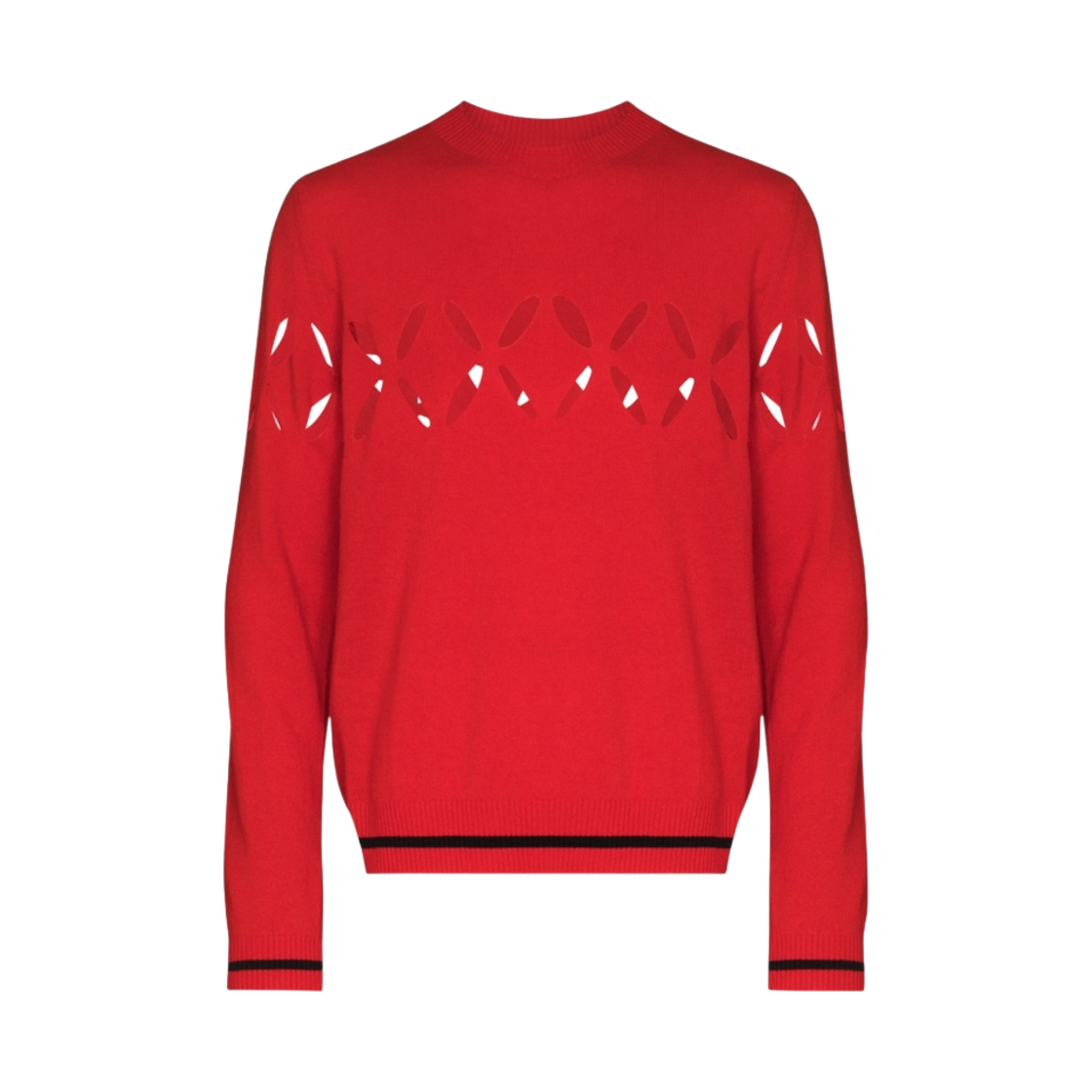 스테판 쿡 슬래쉬 파인 크루넥 점퍼 레드 블랙(Stefan Cooke Fine Crewneck Jumper with Slashes Red Black)