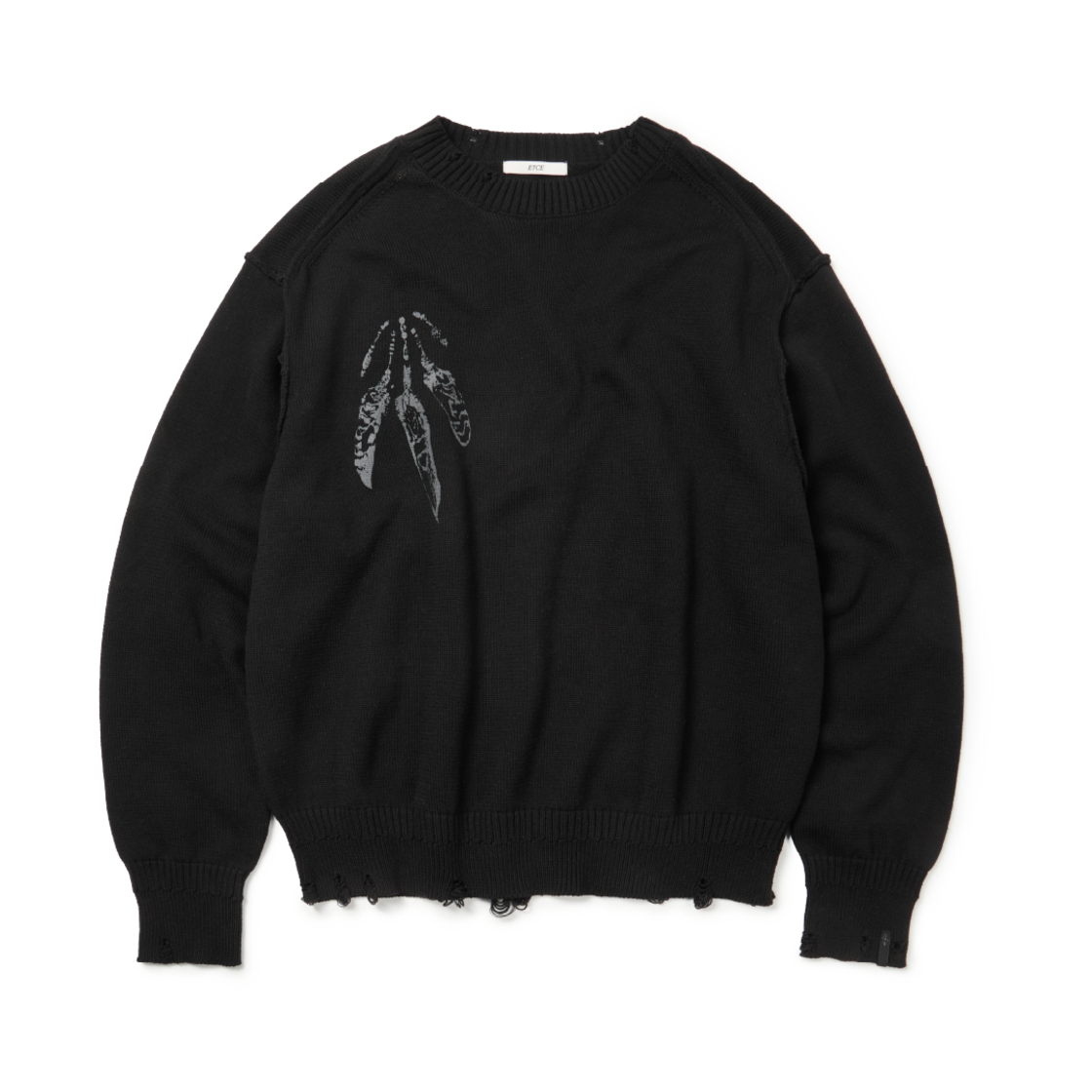ET2501KT03BK ETCE Feather Damage Knit Black