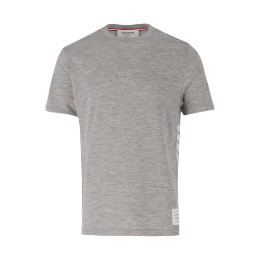 Thom Browne Wool Jersey 4-Bar Short Sleeve T-Shirt Light Grey