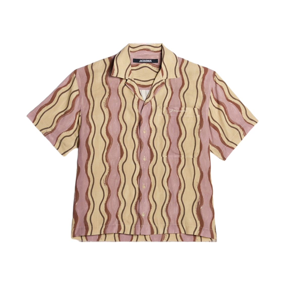 자크뮈스 라 슈미즈 진 데저트 웨이브 볼링 셔츠 프린트 브라운 웨이브 스트라이프(Jacquemus La Chemise Jean Desert Waves Bowling Shirt Print Brown Waves Stripe) - 1