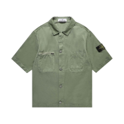 Stone Island 11429 Patch Chest Pockets Short Sleeve Overshirt Sage Green - 23SS