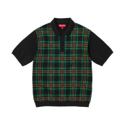 Supreme Plaid Knit S/S Polo Black - 24SS