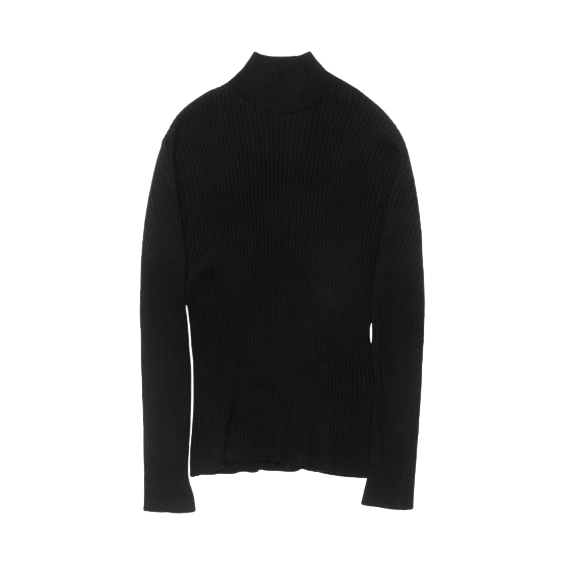알렌느 리브드 터틀넥 코튼 니트 블랙