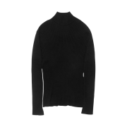Haleine Ribbed Turtleneck Cotton Knit Black (VT301)