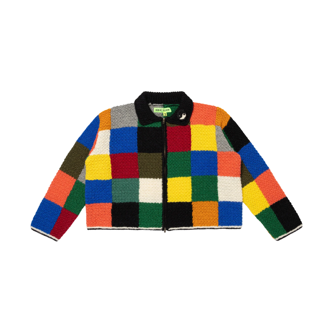 CP09CS003 Cactus Plant Flea Market Puzzle Zip Sweater Black