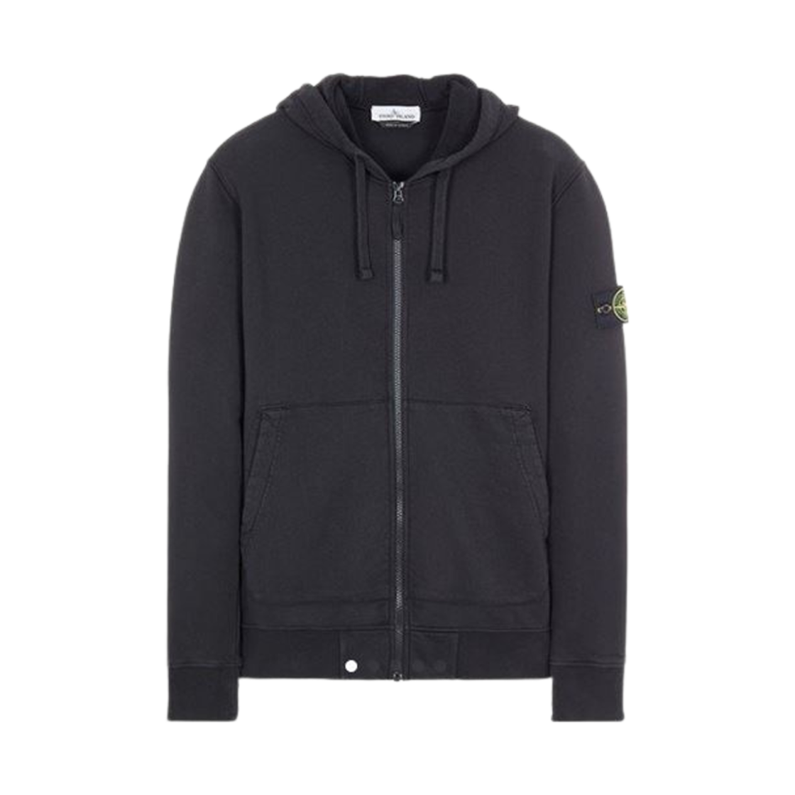 스톤 아일랜드 64251 코튼 플리스 풀 집업 후드 다크 그레이 - 22SS