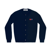 (W) Play Comme des Garcons Double Heart Cardigan Navy