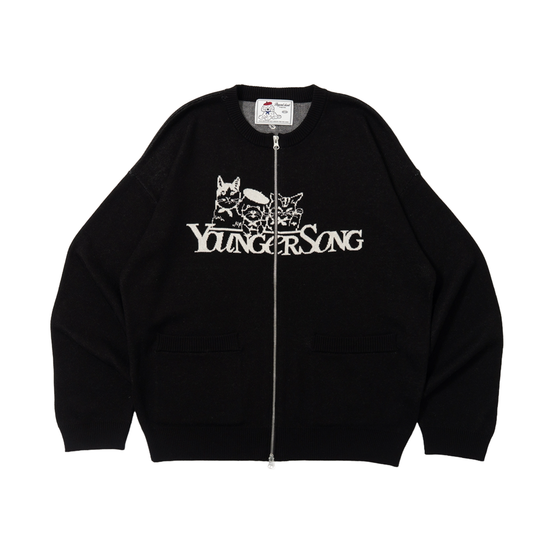 BC25SPKC90BK Beyond Closet X Younger Song Round Zip-Up Cardigan Black
