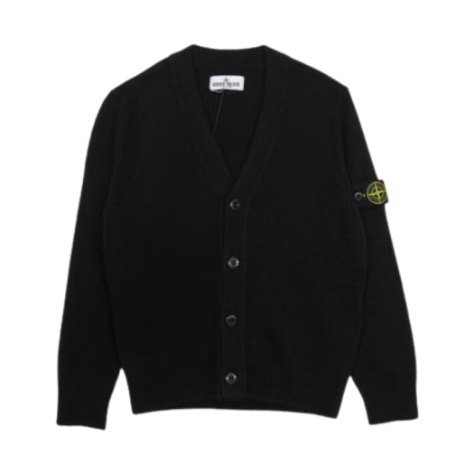 8116501Z1-V0029 (Kids) Stone Island 501Z1 Wappen Wool Cardigan Black - 24FW