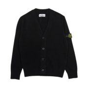 (Kids) Stone Island 501Z1 Wappen Wool Cardigan Black - 24FW
