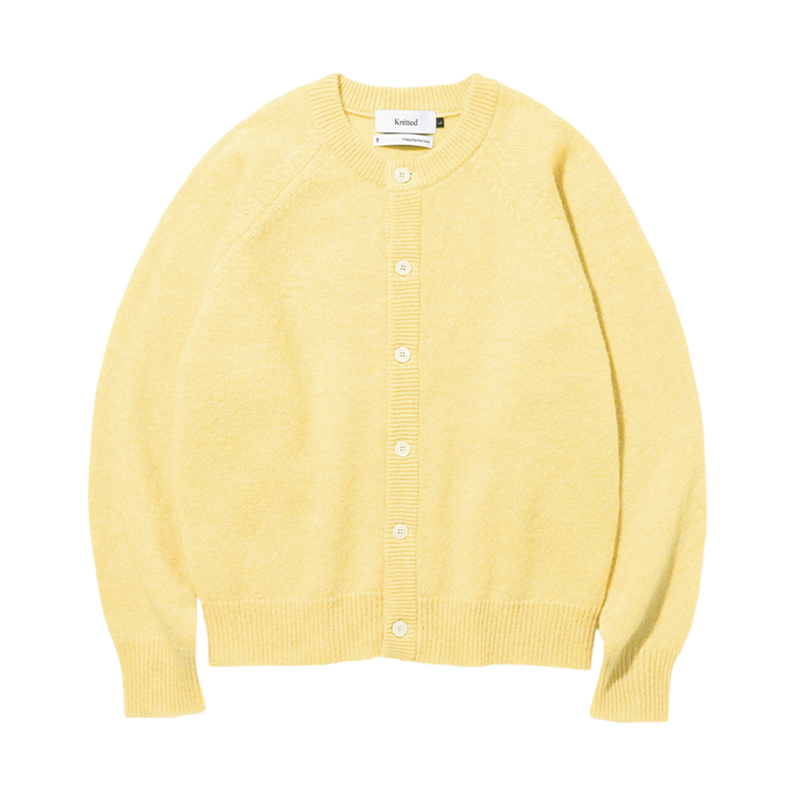 니티드 쉐기독 울 100% 라운드 가디건 옐로우(Knitted Shaggy Dog Wool 100% Round Cardigan Yellow)