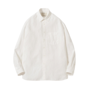Pottery Comfort Shirt Linen 60/1 High Density Poplin Cloth Resilient Finish White