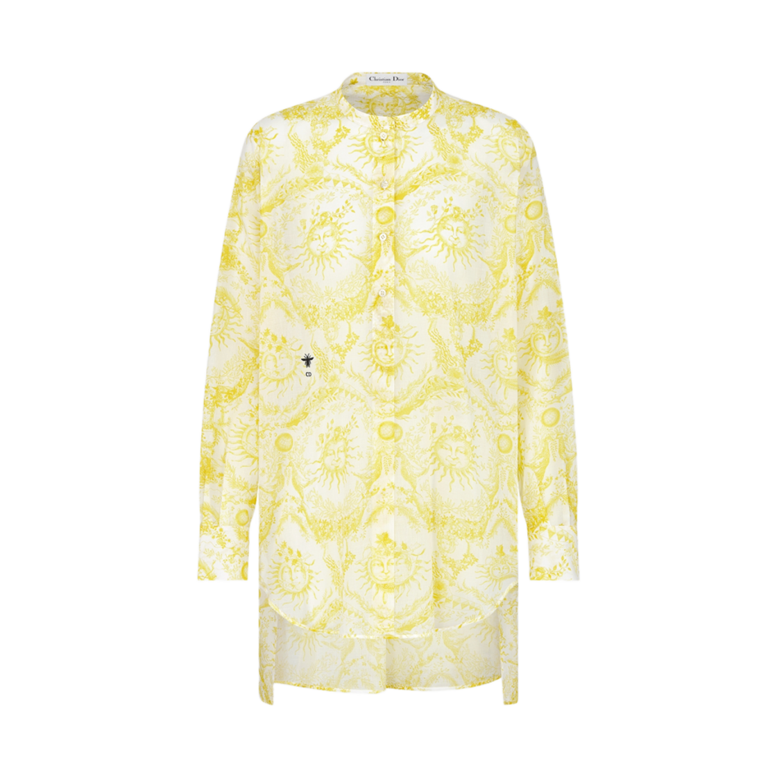 (W) 디올 코튼 무슬린 트왈 드 주이 쏠레이 모티프 디올리비에라 롱 블라우스 화이트 레몬((W) Dior Cotton Muslin with Toile De Jouy Soleil Motif Dioriviera Long Blouse White Lemon) - 1