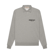 Essentials The Core Collection Long Sleeve Polo Dark Oatmeal