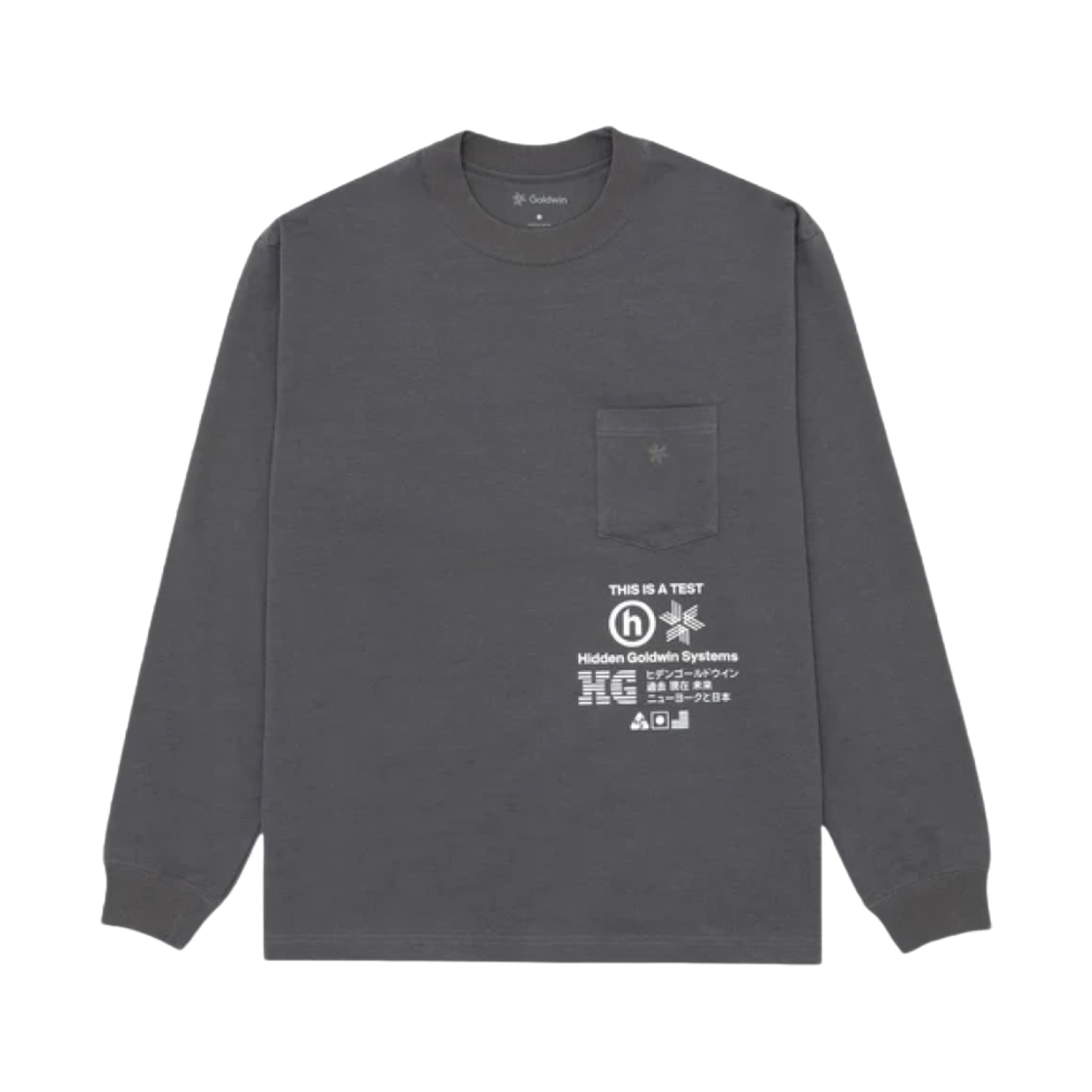 히든 NY x 골드윈 오버사이즈 포켓 L/S 티셔츠 차콜(Hidden NY x Goldwin Oversized Pocket L/S T-Shirt Charcoal)