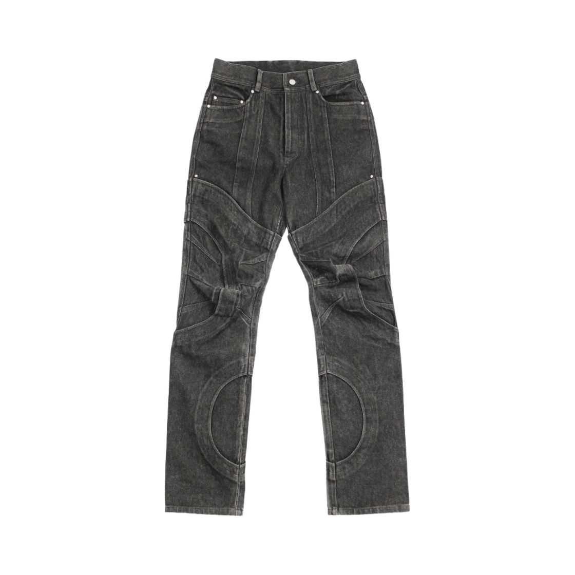 - Farfromwhat Circle Washed Denim Pants Black