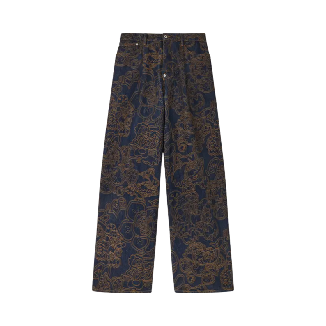 FF55DP4196V1-DM Kenzo By Verdy Embroidered Buggy Jeans in Japanese Denim Rinse Blue Denim