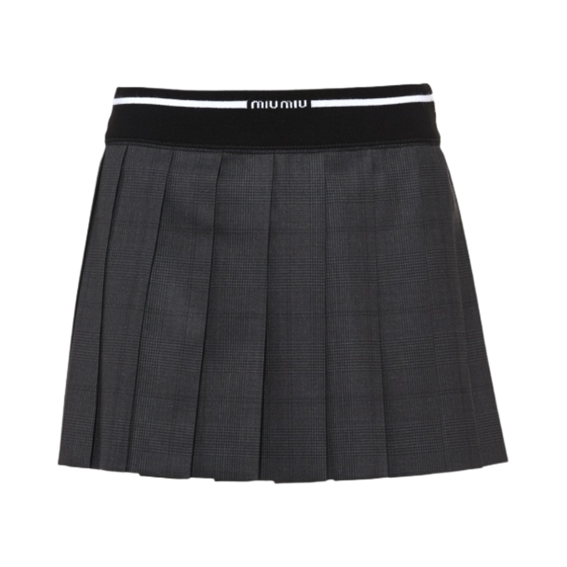 (W) 미우 미우 글렌 플래드 미니 스커트 슬레이트 그레이
