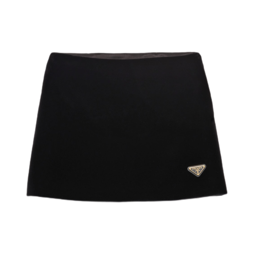 (W) Prada Velvet Miniskirt Black