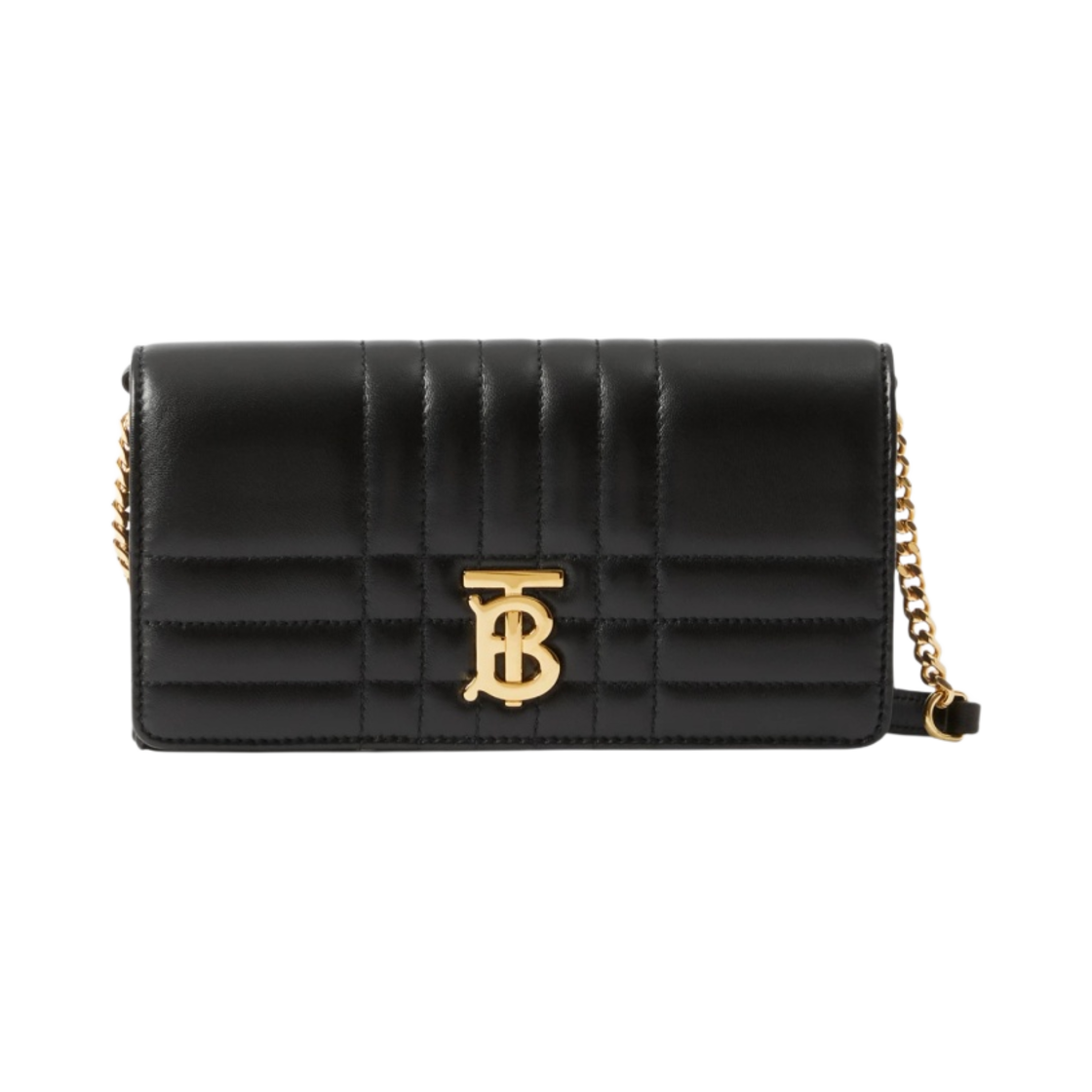 8062338 Burberry Quilted Leather Lola Wallet with Detachable Strap Black Light Gold
