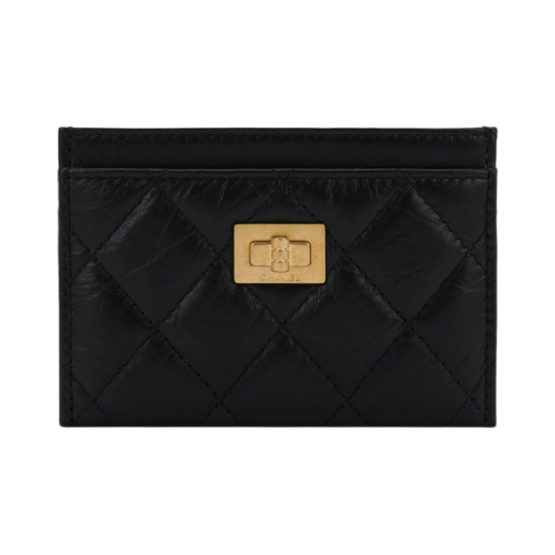 샤넬 2.55 카드 홀더 빈티지 카프스킨 & 골드 메탈 블랙(Chanel 2.55 Card Holder Aged Calfskin & Gold Black)