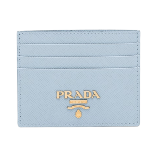 1MC025-QWA-F0076 Prada Saffiano Leather Card Holder Light Blue